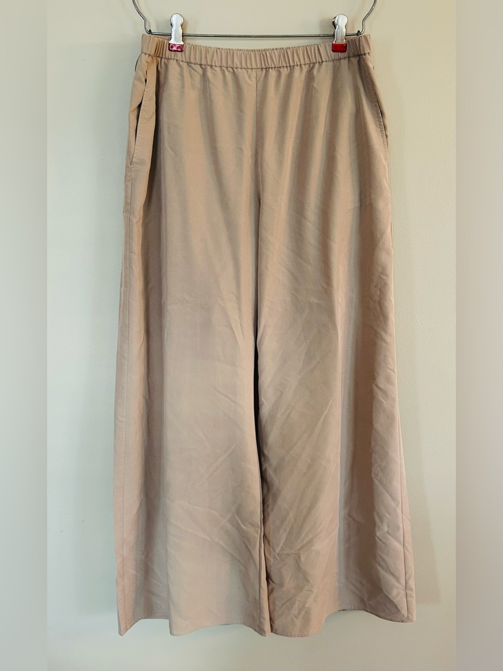 Eileen Fisher Petite Beige/Tan Wide Leg Pants